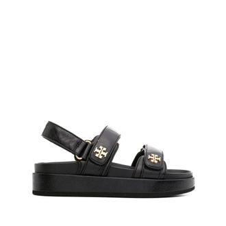 Tory Burch Tory Burch, Flat Sandals, female, Black, Size: 8 1/2 US Kira Leather Slingback Sandal