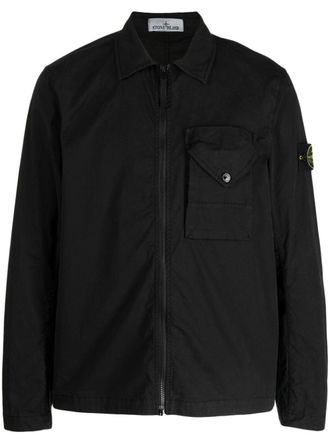 Stone Island Giacca-camicia con applicazione Compass - Nero