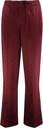 Gucci GG Satin Broek - Dames - Wijde Broeken - Rood - M - Leer - Broeken