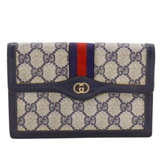 Gucci Navy Gg Supreme Pouch (Pre-Owned)