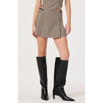 ASTR the Label Cleora Pleated Skort in Brown Black Gingham at Nordstrom, Size X-Large