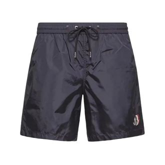 Moncler Logo Patch Swim Shorts - male - Moncler - Beachwear - Blue - XL - Swimwear