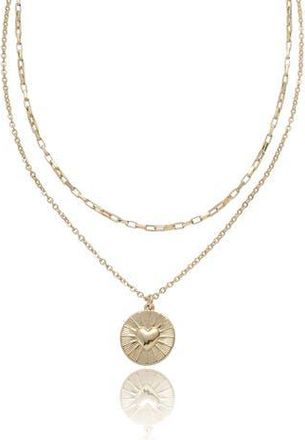 Ettika Heart Medallion Pendant Layered Necklace in Gold at Nordstrom Rack