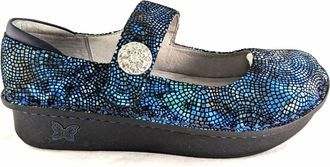 Alegria Womens Paloma Mosaic Leather Mary Jane Shoes In Fandamonium Blue