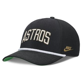 Nike Houston Astros Rise Nike Mens MLB Adjustable Hat in Black | NB4508ZEH94-D8K