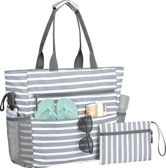 Generic Bag for Beach | Camping Beach Bag with Coin Purse - Outdoor Waterproof Handbag with Zipper Foldable Tote for Gym Commute Hiking Daily Pool Picnic Work