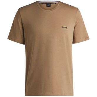 HUGO BOSS Heren T-shirt met ronde hals en korte mouwen in mix-and-match-stijl (Beige)