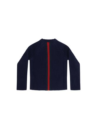 Gucci Web Stripe Wool Sweater For Boy Abyss Blue-Green-Red Merino Ovis Aries Blue/green/red