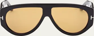 Tom Ford Bronson T-Monogram Round Acetate Sunglasses
