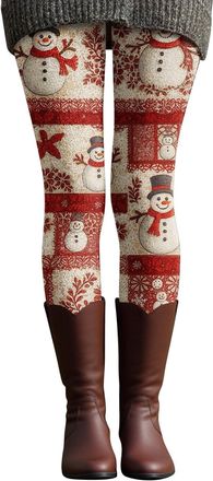 Generic Christmas Leggings for Women UK Xmas Hats Cats Print Tight Yoga Pants High Waist Tummy Control Casual Leggings Non See Through Stretch Trousers Holida