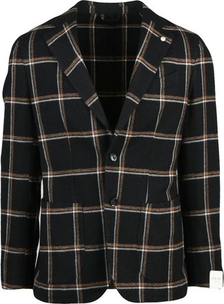 L.B.M. 1911 Wool Blend Jacket with Rounded Silhouette and Button Closure