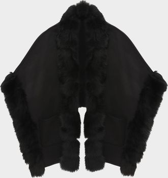 Gorski Reversible Loro Piana Cashmere-Wool Shawl with Merinillo Lamb Shearling Trim