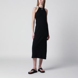 Courr&egrave;ges Long halterneck jersey dress in cotton, black