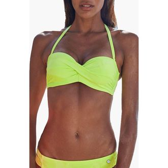 Lascana Womens Twist Bandeau Bikini Top Size 34D in Bright Green at Nordstrom