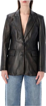 S.W.O.R.D 6.6.44 Single-Breasted Leather Blazer - Dames - Leren en Su&egrave;de Jassen - Zwart - M - Leer - Jassen