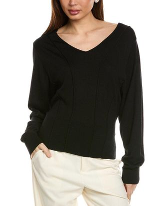 Lafayette 148 New York Wool Convertible V-Neck Sweater