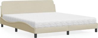 vidaXL Vidaxl - Cama Con Colch&oacute;n De Tela Color Crema 180x200 Cm