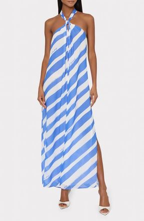 Milly Ava Cross Halter Cover-Up Dress in Blue/White at Nordstrom, Size Medium