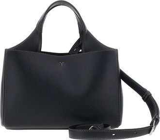 Tod's Womens Handbag T-Plate Black Leather Calf Handbags Hand Bags