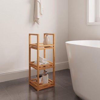 OEM Estanter&iacute;a De Ba&ntilde;o, Estanter&iacute;a De Cocina, Estanter&iacute;a, Estanter&iacute;a Vertical De Tres Niveles, Bamb&uacute;, 26x26x70cm, Color Madera Natural