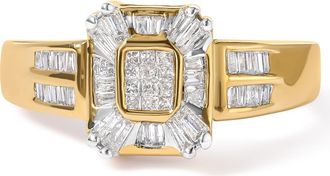 House of Brilliance 10K Yellow Gold 1/2 Cttw Diamond Composite and Halo Ring at Nordstrom, Size 7