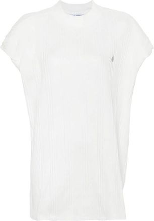The Attico Ivoor Geribbeld Katoenen T-shirt - Dames - T-shirts - Wit - S - Katoen - Tops