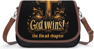 Generic Ive Read The Final Chapter God Wins Womens Crossbody Bag Fashion Shoulder Handbags Message Tote Bag with Adjustable Strap