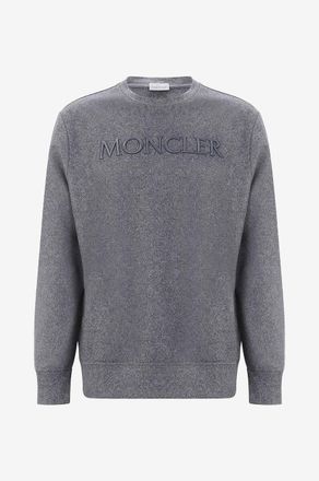 Moncler Rundhalssweatshirt in Filzoptik mit Logostickerei