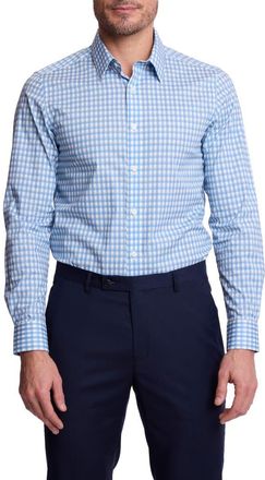 Paisley & Gray Parker Trim Fit Stretch Cotton Button-Up Shirt in Blue White Check at Nordstrom Rack, Size Xxx-Large