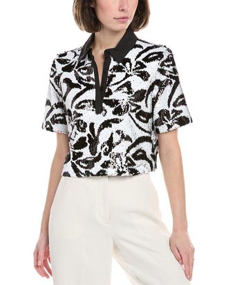 Le Superbe Hibiscus Sequin Polo Shirt