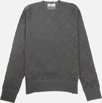 Versace Mens Versace Jeans Couture Embossed Writing Knitted Jumper Black - Size: 38