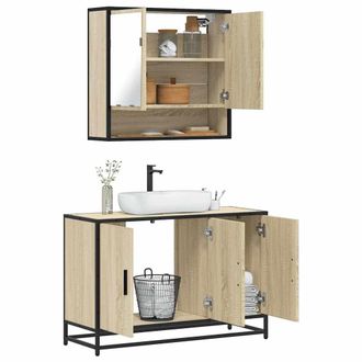 Berkfield Home 2 Piece Bathroom Furniture Set Sonoma Oak Engineered Wood in Brown