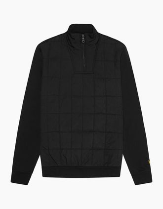 Lyle & Scott Mens Lyle & Scott Hybrid Quilted Black Half-Zip Sweatshirt - Size: XXL