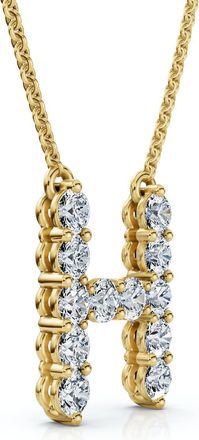 Pompeii3 1Ct Diamond Initial H Pendant 14k Gold 18 Necklace Lab Grown 5/8 Tall