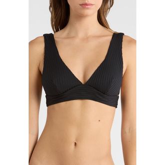 Rip Curl Premium Surf Rib Bikini Top in Black at Nordstrom, Size Xx-Small