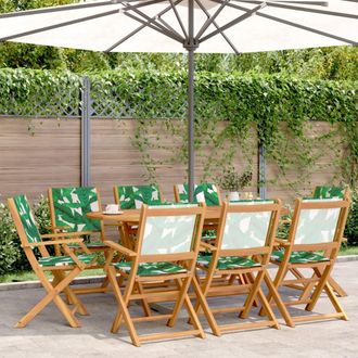 vidaXL Vidaxl - Sillas De Jard&iacute;n Reclinables 8 Uds Madera Maciza Y Tela Verde