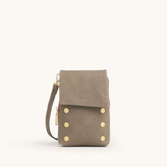 Hammitt Hammitt VIP Mobile Pewter Brushed Gold Red Zip