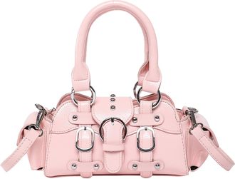 Generic Womens shoulder bag made of PU leather with rivets top handle bag for everyday life, work, shopping and school