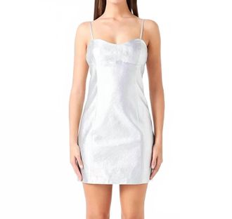 endless rose Metallic Mini Dress In Silver