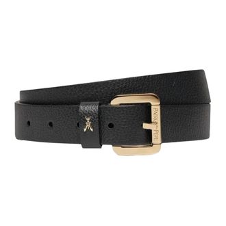 Patrizia Pepe Black Leather Belt with Roller Buckle