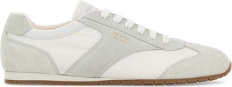 Prada Two Tone Suede And Fabric Sneakers