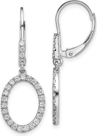 Diamond2Deal 14K White Gold 1/2 ct Lab Grown Diamond Oval Leverback Earrings VS Clarity, G-H Color