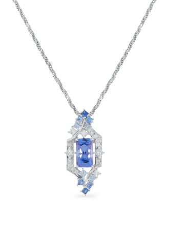 Luxury Bazaar platinum diamond tanzanite pendant necklace - Silver