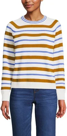 Lands End Drifter Jacquard Raglan Crew Neck Sweater in Amber/sky Blue Stripe at Nordstrom, Size X-Large