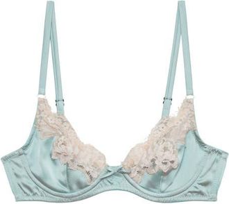 Fleur du Mal Juliet Lace Trim Underwire Silk Blend Demi Bra in Frosted Mint at Nordstrom, Size 32Dd