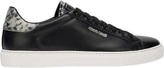 Roberto Cavalli Leren Sneaker met Slangenprint Detail - Heren - Sneakers - Zwart - 41 EU - Leer - Schoenen