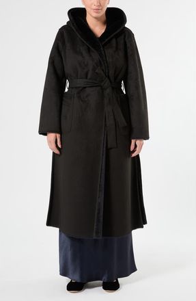 Marina Rinaldi Cosetta Faux Fur Hooded Coat in Midnight Blue at Nordstrom, Size 16W