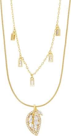 Savvy Cie Jewels TWO ROW NECKLACE WITH WHITE CZ FRINGE AND CHARMS