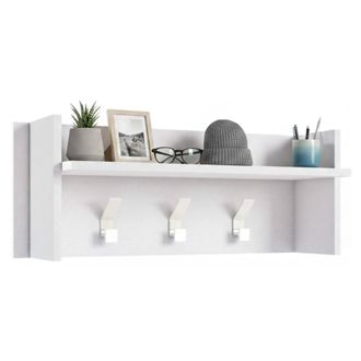 Dmora Muebles De Entrada Narciso, Perchero Con 3 Ganchos, Estante De Almacenamiento De Pasillo, 100% Made In Italy, Cm 90x29h34, Blanco, Con Embalaje Reforz