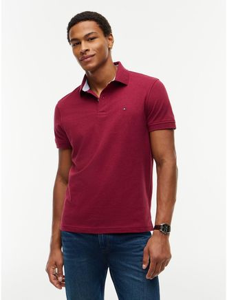 Tommy Hilfiger Mens Regular Fit Stretch Tommy Polo - Dark Red Heather - XXXL